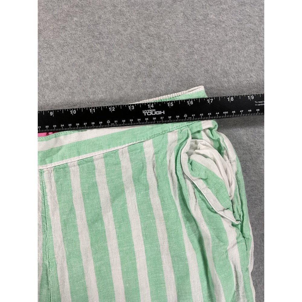 Isaac Mizrahi 100% Linen Wide Leg Striped Pants Mint Green White XL 2661 - Picture 4 of 8